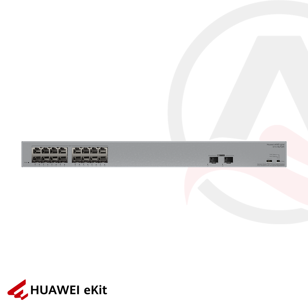 Huawei S110-16LP2SR - 16 Port PoE, 2 Port SFP, 10/100/1000 L2 Yönetilemez Switch, 124W