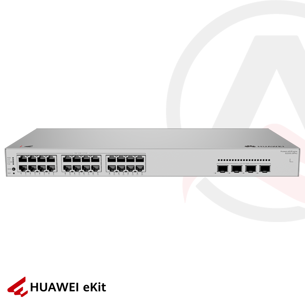 Huawei S220S-24P4J - 24 Port PoE, 4 Port 2.5G SFP, 10/100/1000 L2 Yönetilebilir Switch, 400W