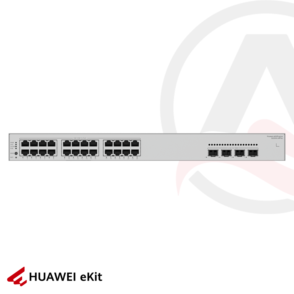 Huawei S220S-24P4J - 24 Port PoE, 4 Port 2.5G SFP, 10/100/1000 L2 Yönetilebilir Switch, 400W