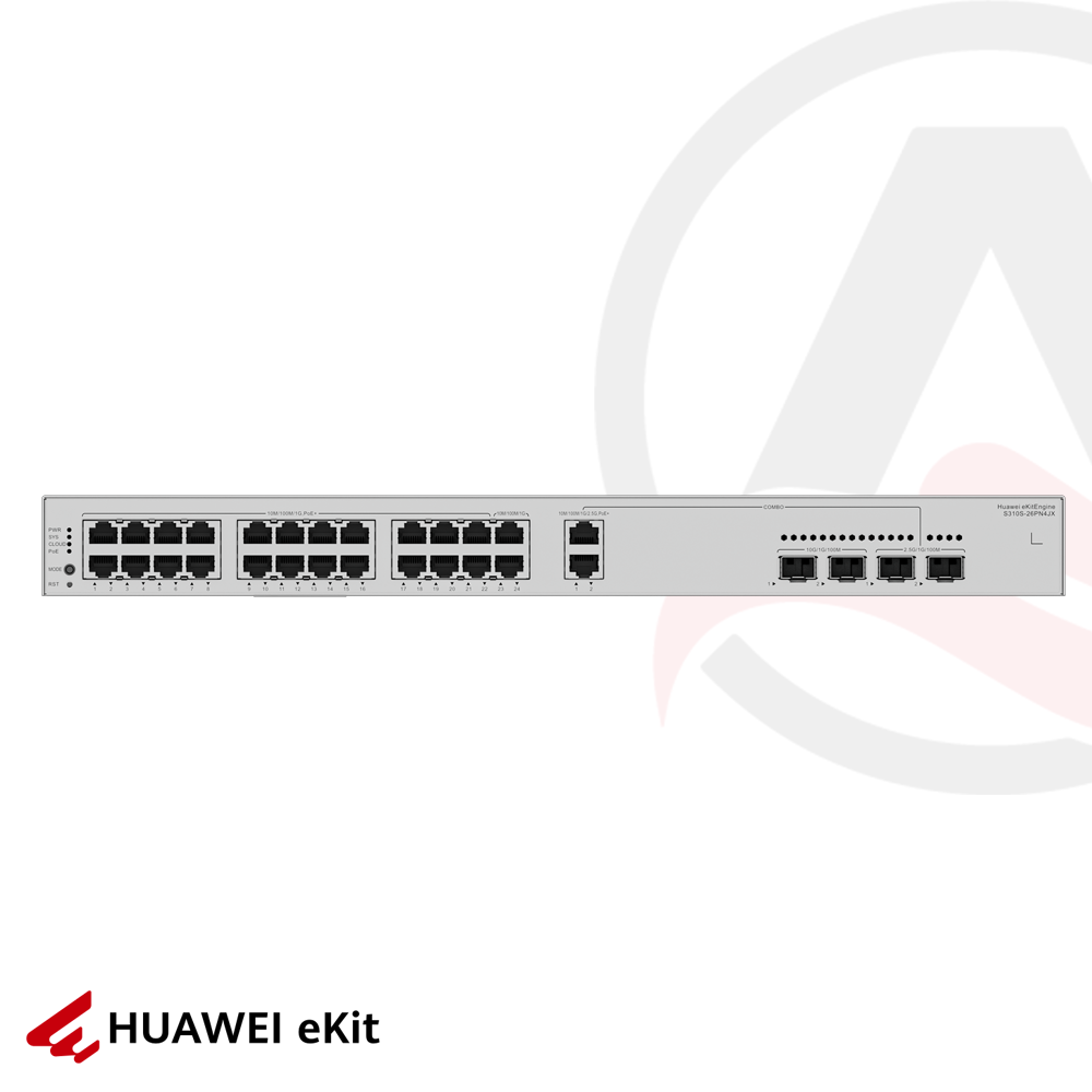 Huawei S310S-26PN4JX - 24 Port PoE, 2 Port 2.5G, 2 Port 10G SFP+, 10/100/1000 L2+ Yönetilebilir Switch, 4W