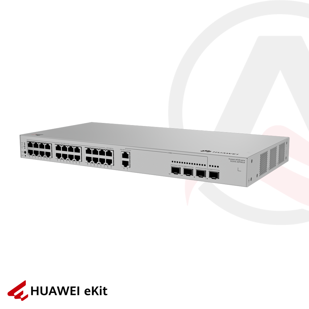 Huawei S220S-26PN4JX - 24 Port PoE, 2 Port 2.5G, 2 Port 10G SFP, 10/100/1000 L2 Yönetilebilir Switch, 400W