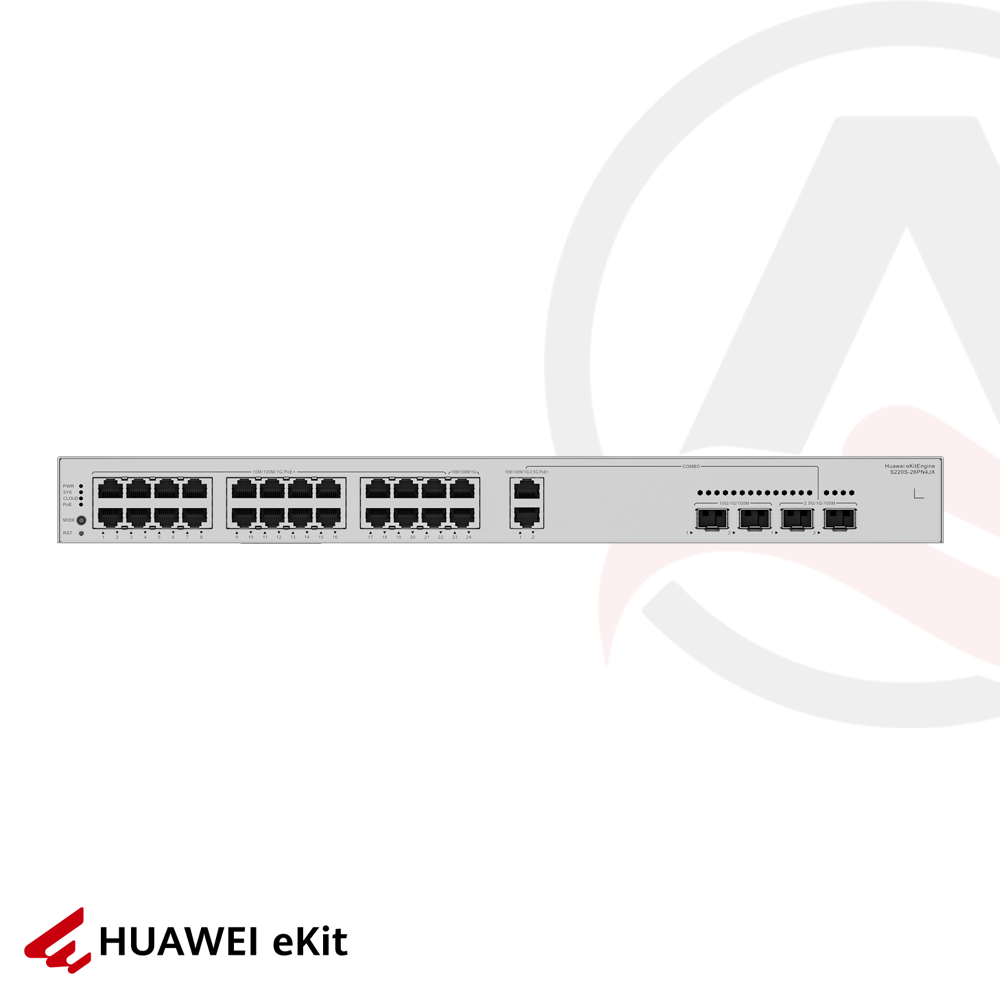 Huawei S220S-26PN4JX - 24 Port PoE, 2 Port 2.5G, 2 Port 10G SFP, 10/100/1000 L2 Yönetilebilir Switch, 400W