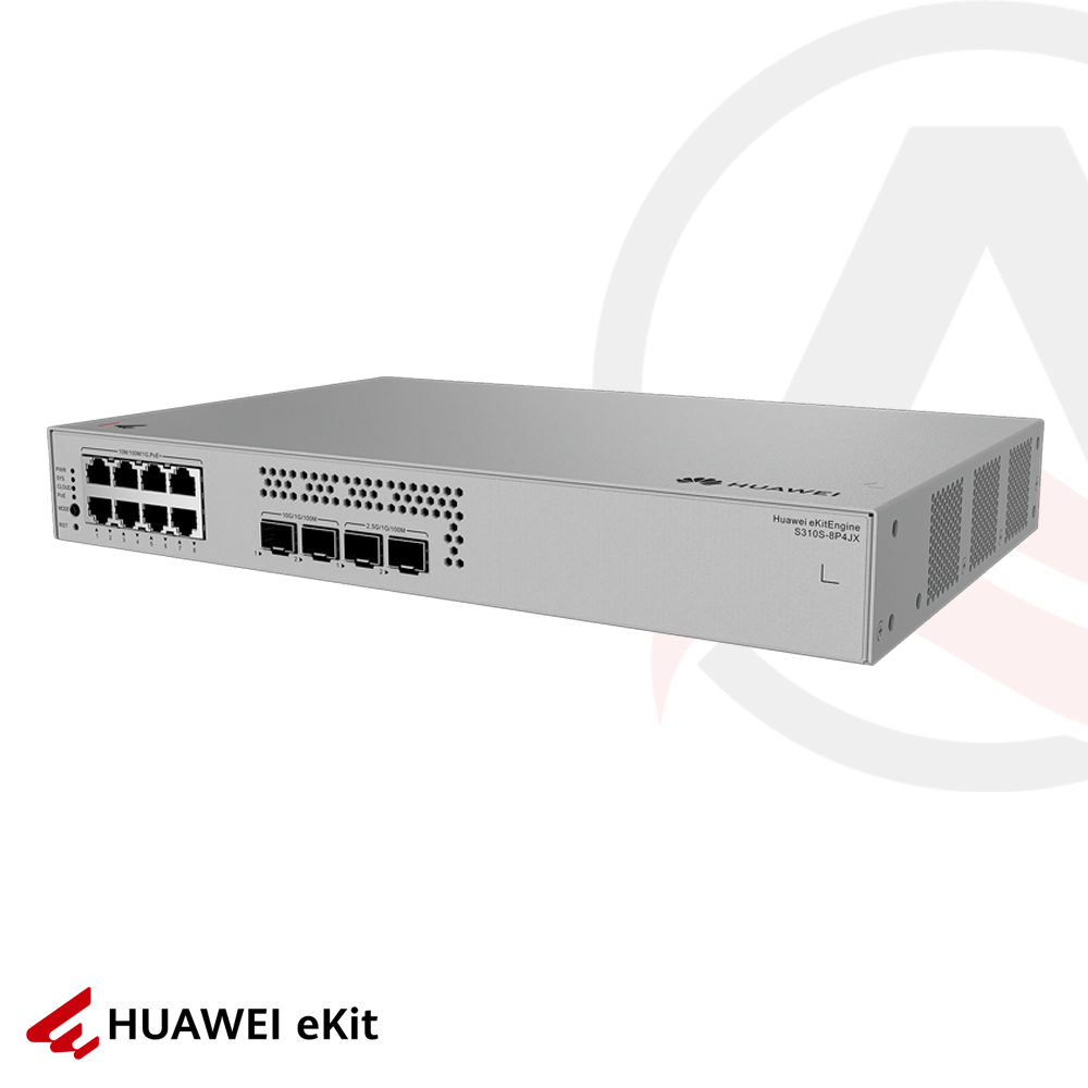 Huawei S310S-8P4JX - 8 Port PoE, 2 Port 2.5G, 2 Port 10G SFP+, 10/100/1000 L2+ Yönetilebilir Switch, 128W