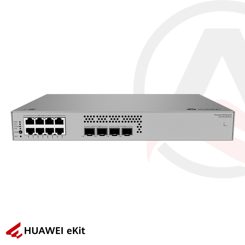 Huawei S310S-8P4JX - 8 Port PoE, 2 Port 2.5G, 2 Port 10G SFP+, 10/100/1000 L2+ Yönetilebilir Switch, 128W